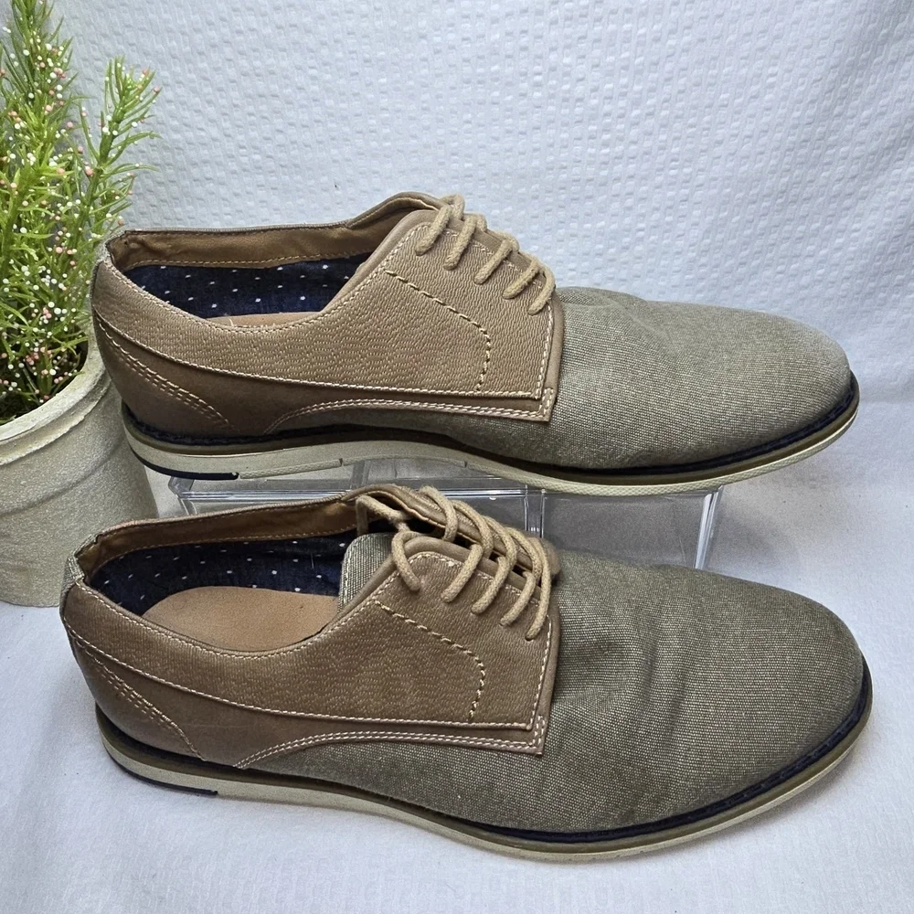 HAWKER RYE MENS ABELU CANVAS SPORT DERBY SHOE BEIGE TAN SIZE 10